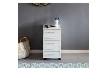 Rullecontainer Wohnling 5 skuffer med hjul, foliert sponplate, moderne stil Hvit - Hvit - Oppbevaring - Oppbevaringsmøbler - Kommode