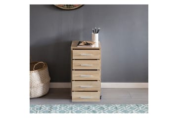 Rullecontainer Wohnling 5 skuffer med hjul, foliert sponplate, moderne stil Sonoma - Sonoma - Oppbevaring - Oppbevaringsmøbler - Kommode - Skuffeseksjon