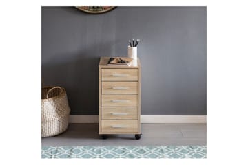 Rullecontainer Wohnling 5 skuffer med hjul, foliert sponplate, moderne stil Sonoma - Sonoma - Oppbevaring - Oppbevaringsmøbler - Kommode - Skuffeseksjon
