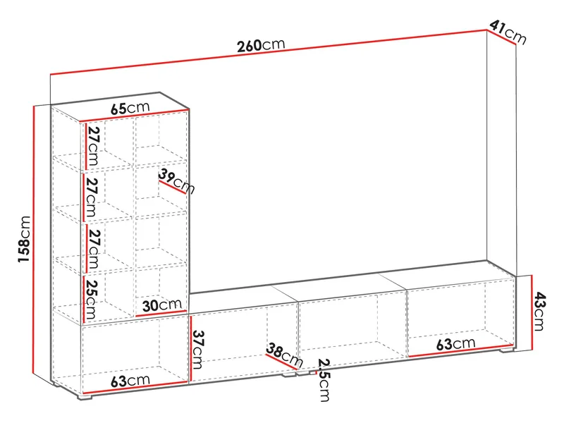 Rylar TV-enhet 260 cm - Oppbevaring - Oppbevaringsmøbler - Møbelsett til stue