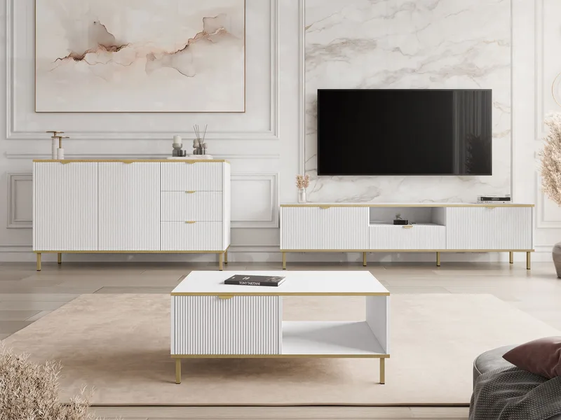 Salmor Møbelsett for stue - Hvit - Oppbevaring - Oppbevaringsmøbler - Møbelsett til stue