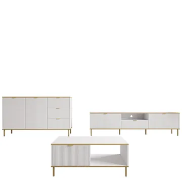 Salmor Møbelsett for stue - Hvit - Oppbevaring - Oppbevaringsmøbler - Møbelsett til stue