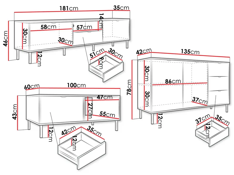 Salmor Møbelsett for stue - Hvit - Oppbevaring - Oppbevaringsmøbler - Møbelsett til stue