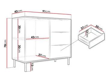Salmor Skjenk 91x42 cm - Hvit - Oppbevaring - Oppbevaringsmøbler - Sideboard & skjenk