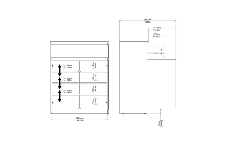 Salomns Skjenk 80,4x40 cm - Hvit - Oppbevaring - Oppbevaringsmøbler - Sideboard & skjenk