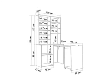 Salongbord Homitis Flexa (100 x 190 x 45 cm) Eik krem - Oppbevaring - Oppbevaringsmøbler - Kjøkkenøy