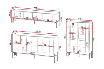 Sherie Møbelsett Til Stuen - Hvit - Oppbevaring - Oppbevaringsmøbler - Møbelsett til stue