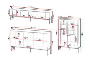 Sherie Møbelsett Til Stuen - Hvit - Oppbevaring - Oppbevaringsmøbler - Møbelsett til stue
