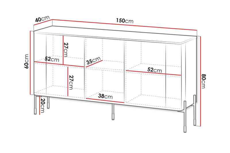 Sherie Skjenk 150x40 cm - Beige - Oppbevaring - Oppbevaringsmøbler - Sideboard & skjenk