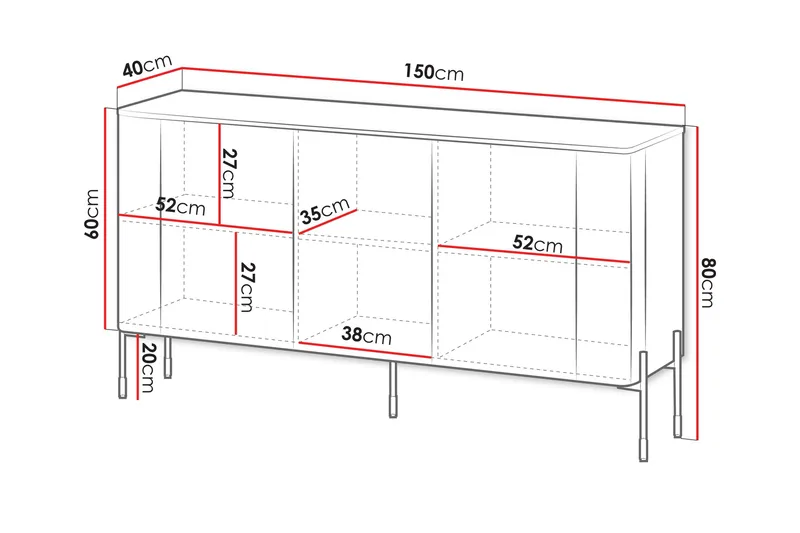 Sherie Skjenk 150x40 cm - Beige - Oppbevaring - Oppbevaringsmøbler - Sideboard & skjenk