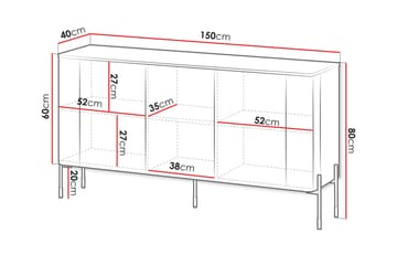 Sherie Skjenk 150x40 cm - Hvit - Oppbevaring - Oppbevaringsmøbler - Sideboard & skjenk