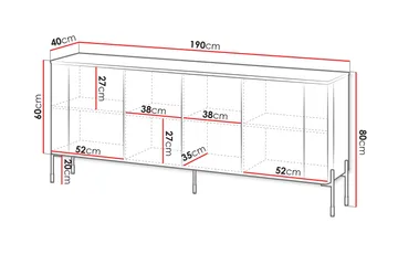 Sherie Skjenk 190x40 cm - Beige - Oppbevaring - Oppbevaringsmøbler - Sideboard & skjenk