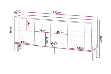 Sherie Skjenk 190x40 cm - Hvit - Oppbevaring - Oppbevaringsmøbler - Sideboard & skjenk