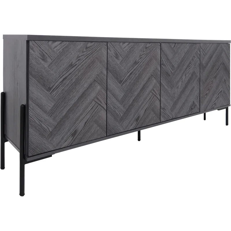 Sideboard Loft24 Grått fiskbensmönster/grå ek - Grå eik i fiskebeinsmønster / grå eik - Oppbevaring - Oppbevaringsmøbler - Sideboard & skjenk