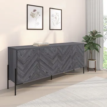Sideboard Loft24 Grått fiskbensmönster/grå ek - Grå eik i fiskebeinsmønster / grå eik - Oppbevaring - Oppbevaringsmøbler - Sideboard & skjenk