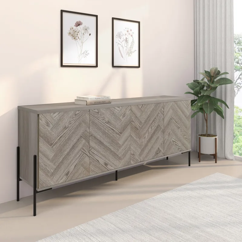 Sideboard Loft24 Naturfärgat fiskbensmönster/naturek - Naturfarget eik i fiskebeinsmønster / naturfarget eik - Oppbevaring - Oppbevaringsmøbler - Sideboard & skjenk