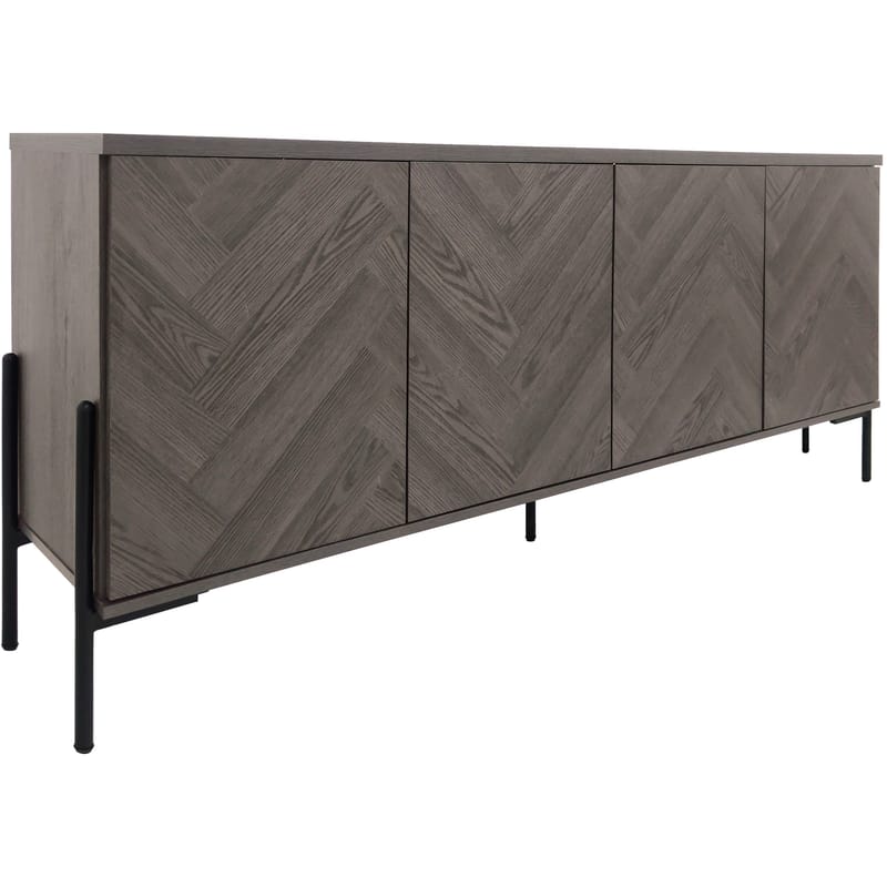 Sideboard Loft24 Vitt fiskbensmönster/vit ek, Hvit eik i fiskebeinsmønster / hvit eik
