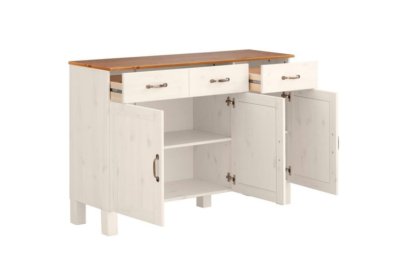 Sideboard og skjenk Loft24 Skjenk Alby 125x38x85 cm, hvit/honning Vit,Natur - Oppbevaring - Oppbevaringsmøbler - Sideboard & skjenk