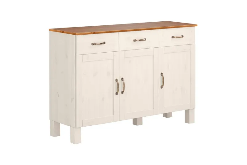Sideboard og skjenk Loft24 Skjenk Alby 125x38x85 cm, hvit/honning Vit,Natur