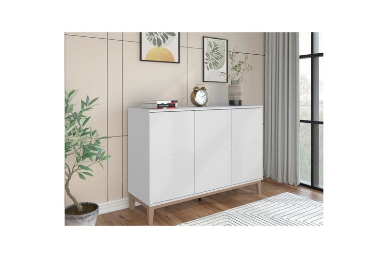Sideboard og skjenk Loft24 Skjenk Pelle 120x41x85 cm, hvit/Wotan eik Vit - Oppbevaring - Oppbevaringsmøbler - Sideboard & skjenk