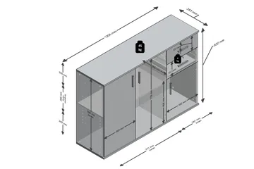 Albi Skjenk 121 cm - Grå/Hvit - Oppbevaring - Oppbevaringsmøbler - Sideboard & skjenk