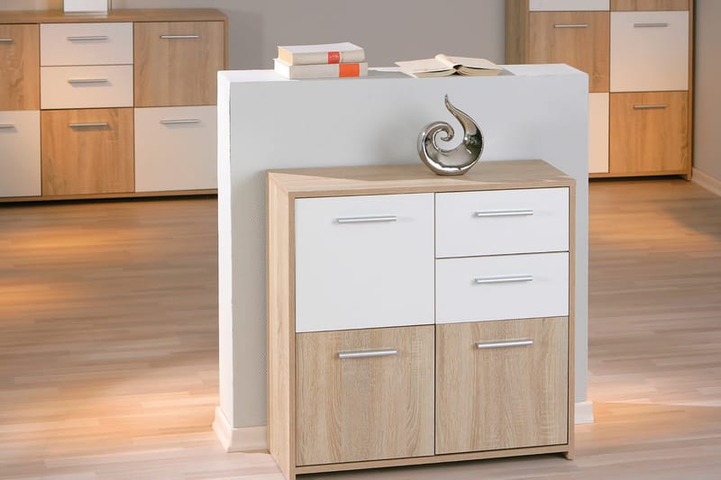 Aragon Skjenk 77 cm - Hvit/Lys Eik - Oppbevaring - Oppbevaringsmøbler - Sideboard & skjenk