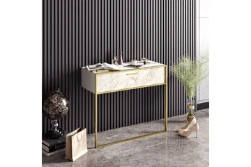 Bascle Sideboard 90 cm i Tre med Metallramme - Gull|Hvit - Oppbevaring - Oppbevaringsmøbler - Sideboard & skjenk
