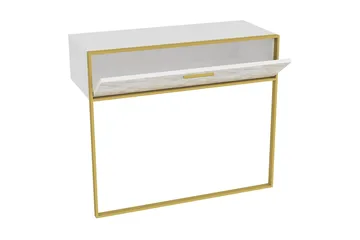 Bascle Sideboard 90 cm i Tre med Metallramme - Gull|Hvit - Oppbevaring - Oppbevaringsmøbler - Sideboard & skjenk
