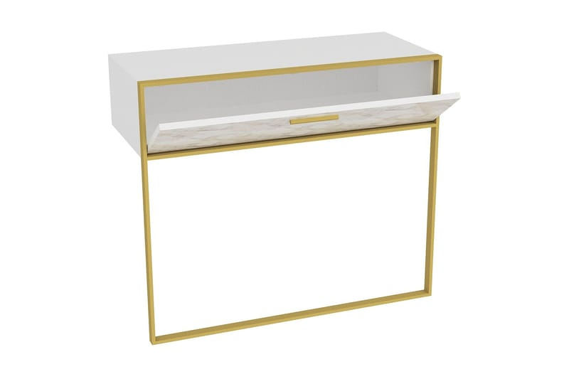 Bascle Sideboard 90 cm i Tre med Metallramme - Gull|Hvit - Oppbevaring - Oppbevaringsmøbler - Sideboard & skjenk