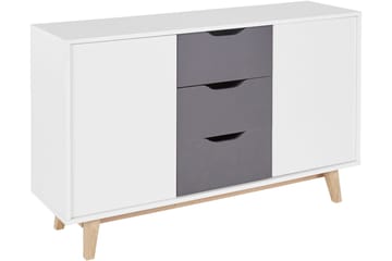 Bourg Sideboard 130x38 cm - Hvit/Antrasitt - Oppbevaring - Oppbevaringsmøbler - Sideboard & skjenk