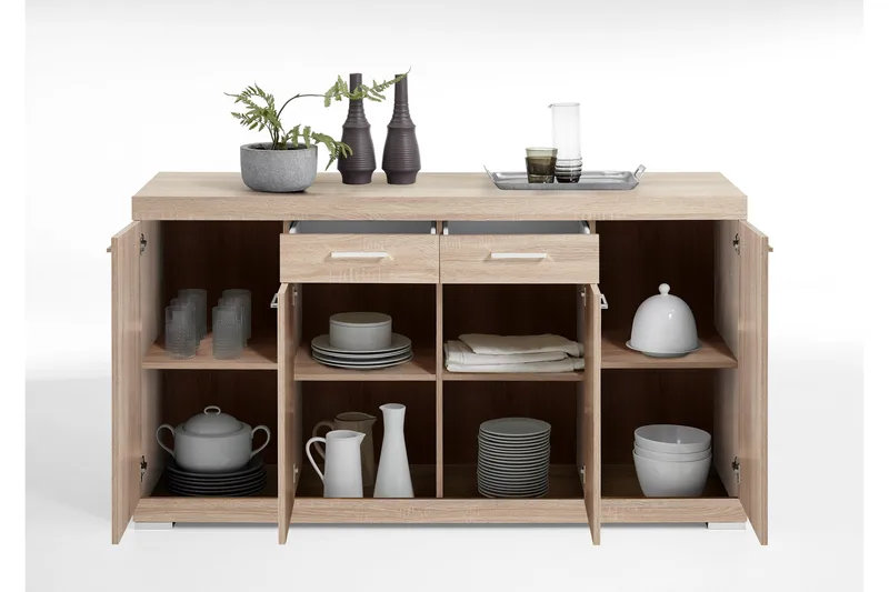Bristol Skjenk 160 cm Lav - Lys Eik - Oppbevaring - Oppbevaringsmøbler - Sideboard & skjenk