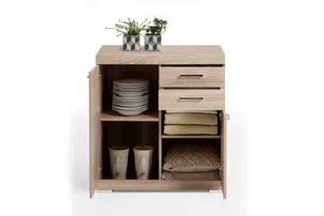 Bristol Skjenk 80 cm 2 Luker 2 Skuffer - Lys Eik - Oppbevaring - Oppbevaringsmøbler - Sideboard & skjenk