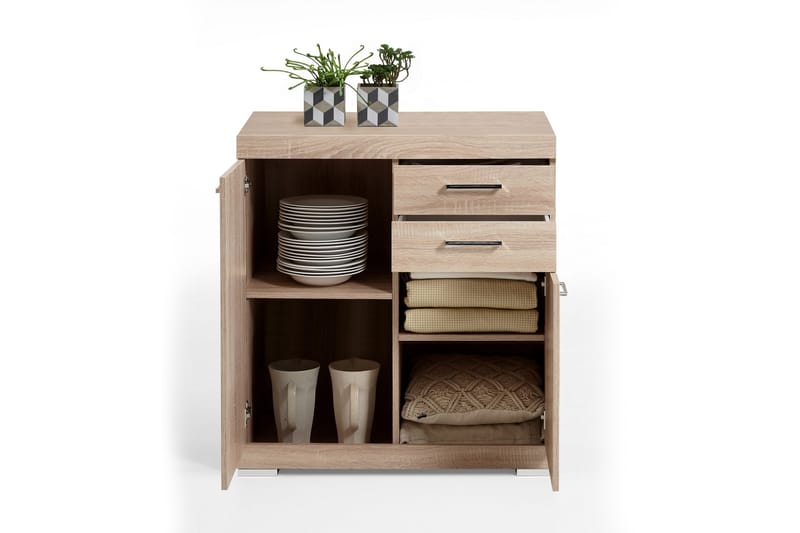 Bristol Skjenk 80 cm 2 Luker 2 Skuffer - Lys Eik - Oppbevaring - Oppbevaringsmøbler - Sideboard & skjenk