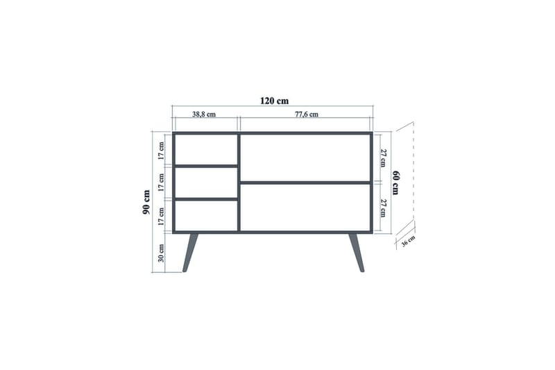 Brokind Skjenk 120 cm - Brun - Oppbevaring - Oppbevaringsmøbler - Sideboard & skjenk