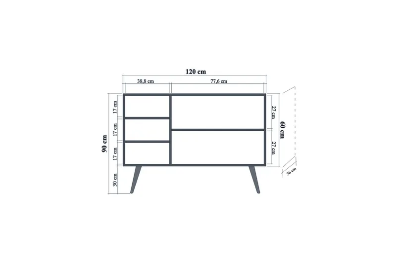 Brokind Skjenk 120 cm - Brun - Oppbevaring - Oppbevaringsmøbler - Sideboard & skjenk