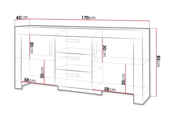 Cezar Rektangulær Skjenk 170 cm i Tre med Eikeutseende - Beige - Oppbevaring - Oppbevaringsmøbler - Sideboard & skjenk