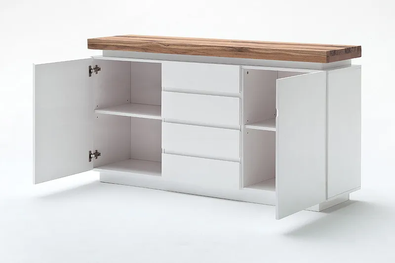 Corbett Skjenk 150 cm 2 Dører 4 Skuffer - Oljet Eik/Matt Hvit - Oppbevaring - Oppbevaringsmøbler - Sideboard & skjenk