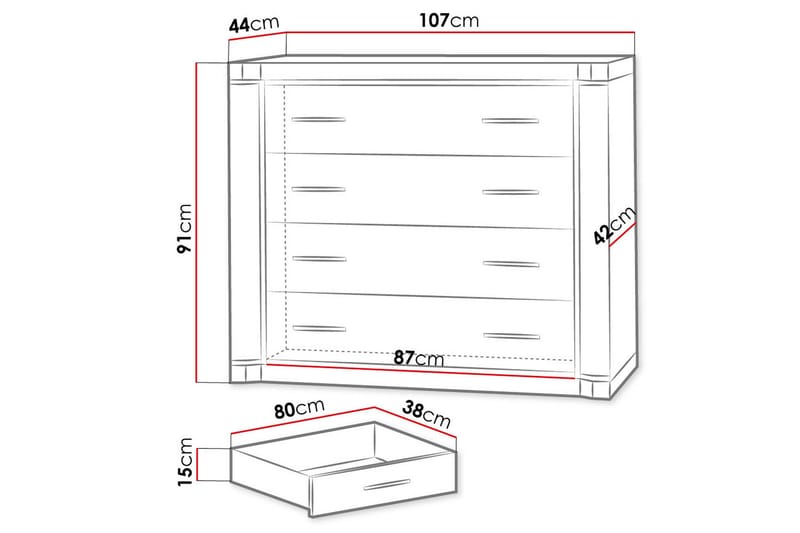 Dallas Skjenk 107x43,5x91 cm - Oppbevaring - Oppbevaringsmøbler - Sideboard & skjenk