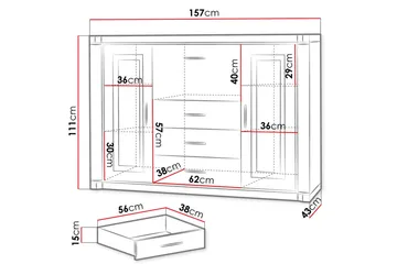 Dallas Skjenk 157x43,5x111 cm - Oppbevaring - Oppbevaringsmøbler - Sideboard & skjenk