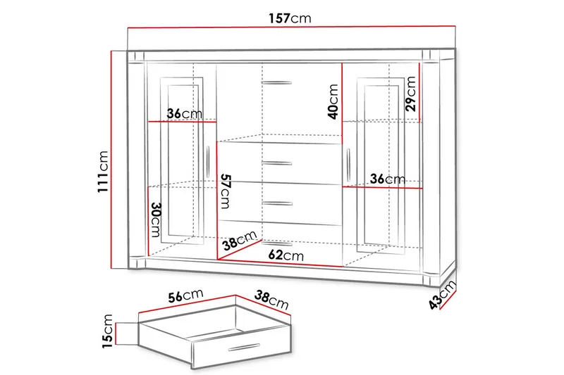 Dallas Skjenk 157x43,5x111 cm - Oppbevaring - Oppbevaringsmøbler - Sideboard & skjenk