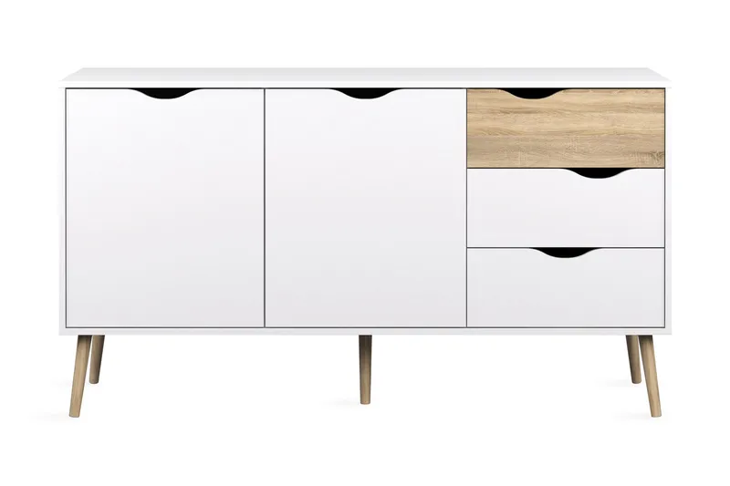 Delta Skjenk 147 cm - Hvit/Eik - Oppbevaring - Oppbevaringsmøbler - Sideboard & skjenk