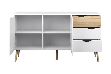 Delta Skjenk 147 cm - Hvit/Eik - Oppbevaring - Oppbevaringsmøbler - Sideboard & skjenk