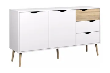 Delta Skjenk 147 cm - Hvit/Eik - Oppbevaring - Oppbevaringsmøbler - Sideboard & skjenk