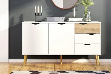 Delta Skjenk 147 cm - Hvit/Eik - Oppbevaring - Oppbevaringsmøbler - Sideboard & skjenk