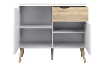 Delta Skjenk 99 cm - Hvit/Eik - Oppbevaring - Oppbevaringsmøbler - Sideboard & skjenk