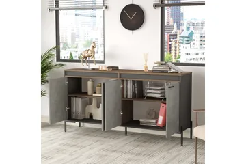 Desgrar Sideboard 46x184 cm - Brun/Betonggrå/Antrasitt - Oppbevaring - Oppbevaringsmøbler - Sideboard & skjenk