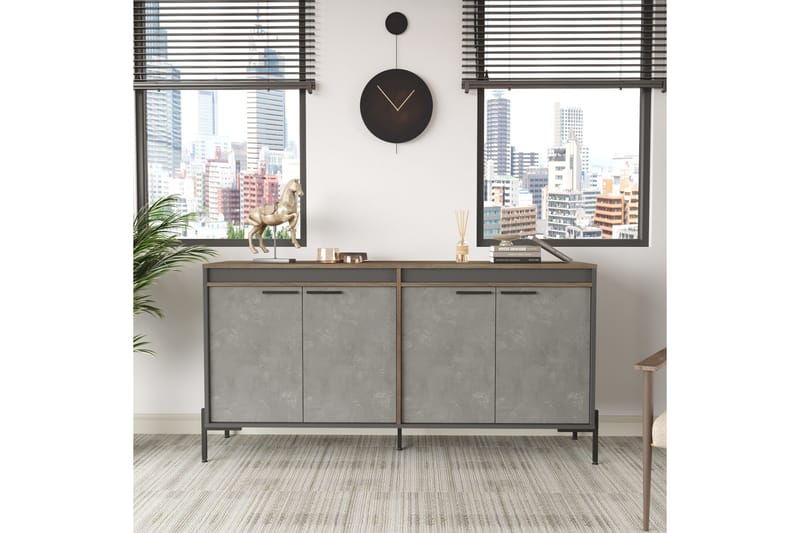 Desgrar Sideboard 46x184 cm - Brun/Betonggrå/Antrasitt - Oppbevaring - Oppbevaringsmøbler - Sideboard & skjenk
