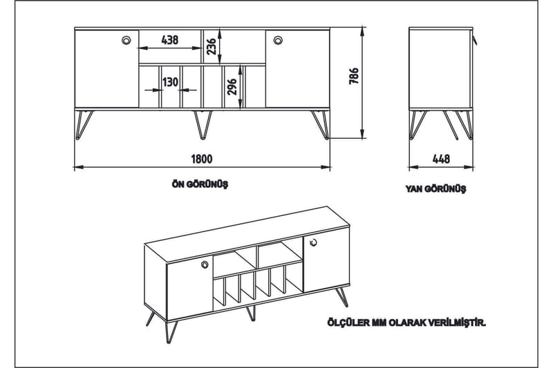 Dregrich Sidebord 180 cm - Valnøtt|Svart - Oppbevaring - Oppbevaringsmøbler - Sideboard & skjenk