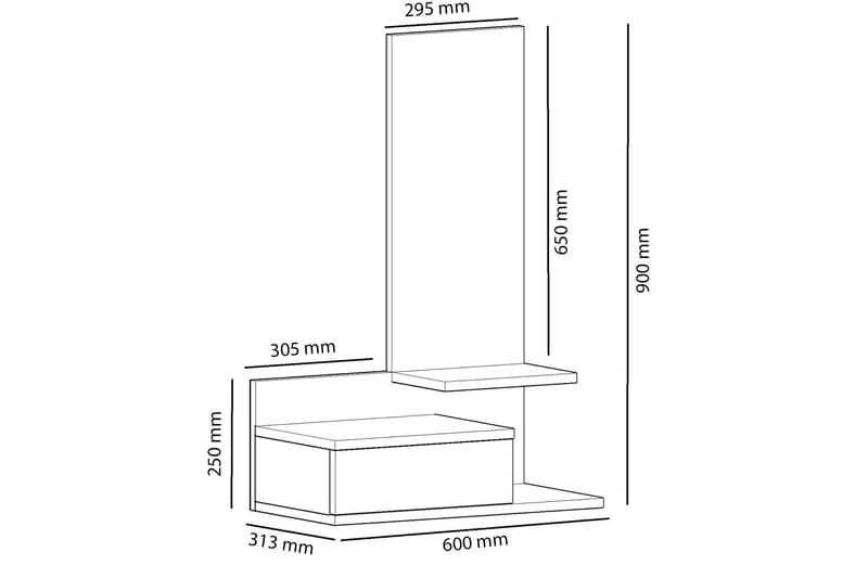 Filford Sideboard 60 cm - Antracit/Eik - Oppbevaring - Oppbevaringsmøbler - Sideboard & skjenk