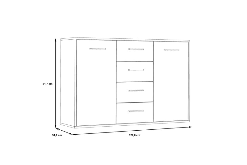 Haba Skjenk 34x123 cm i Tre - Hvit - Oppbevaring - Oppbevaringsmøbler - Sideboard & skjenk